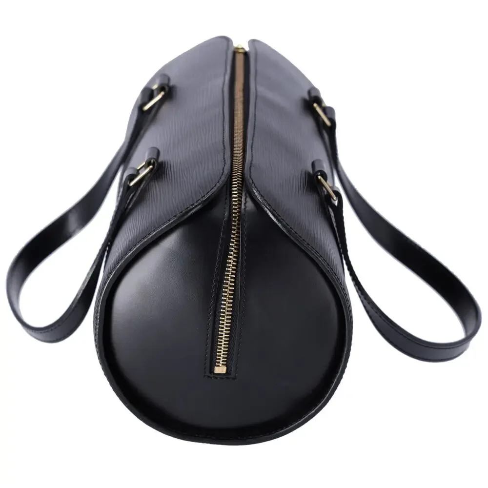 Louis Vuitton Soufflot Epi Handbag M52222 Black Leather LV logo Engraved